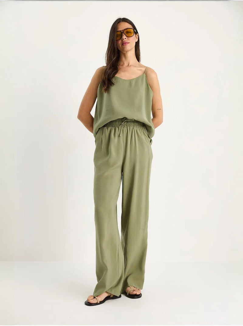 Ensemble débardeur sans manches et pantalon large lucci Kaki - Kiabi