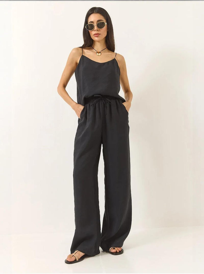 Ensemble débardeur sans manches et pantalon large lucci Noir - Kiabi