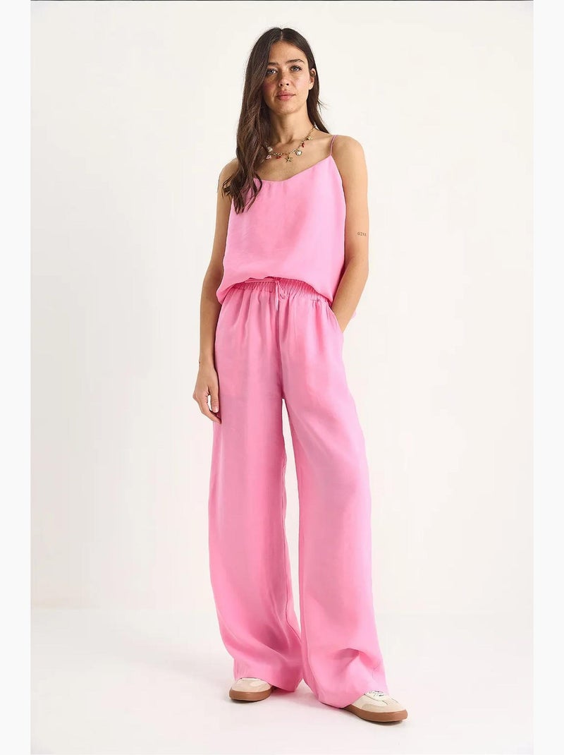 Ensemble débardeur sans manches et pantalon large lucci Rose fluo/Solinotes - Kiabi