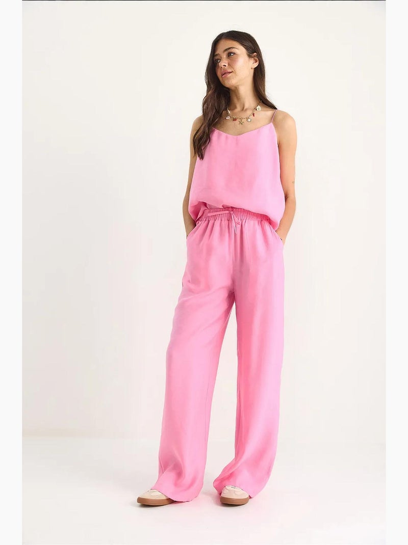 Ensemble débardeur sans manches et pantalon large lucci Rose fluo/Solinotes - Kiabi