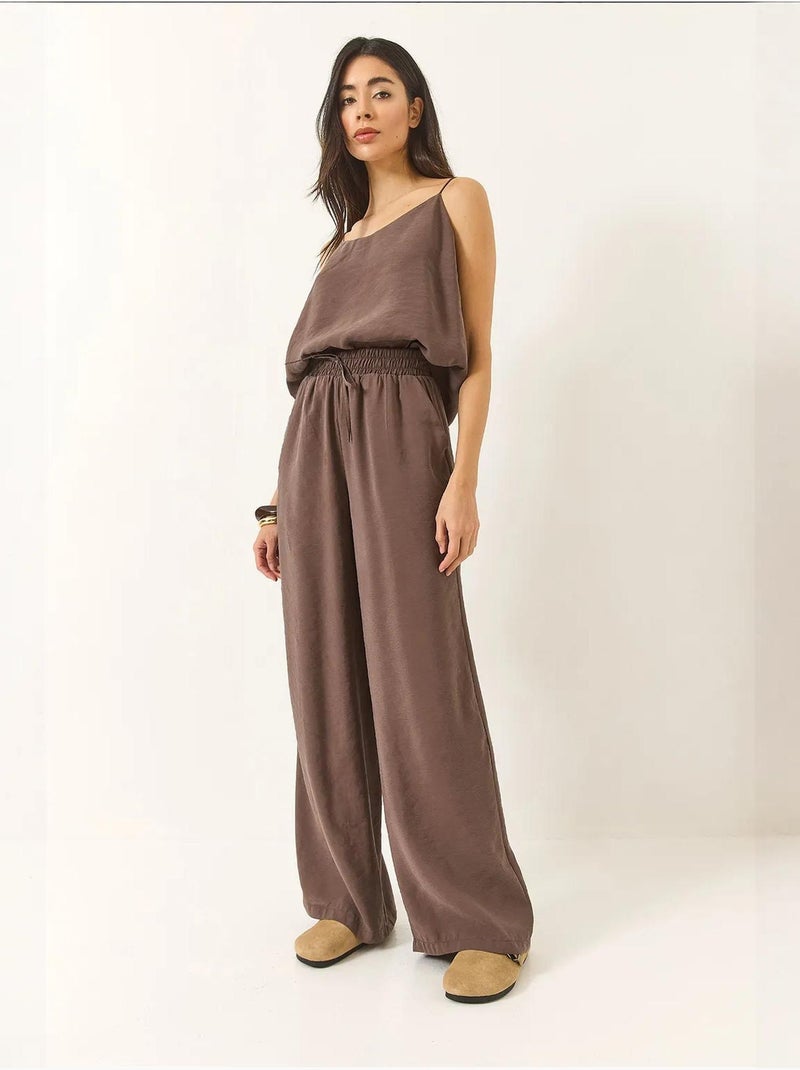 Ensemble débardeur sans manches et pantalon large lucci Taupe - Kiabi