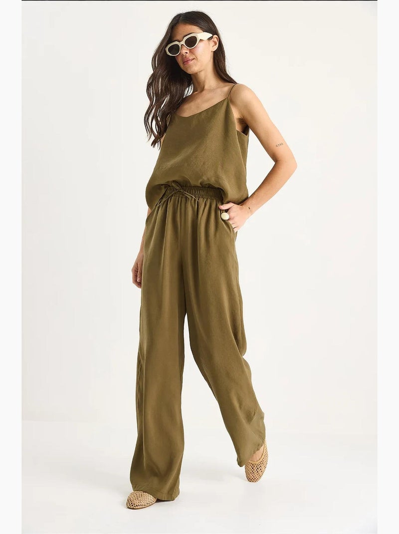 Ensemble débardeur sans manches et pantalon large lucci Vert kaki - Kiabi