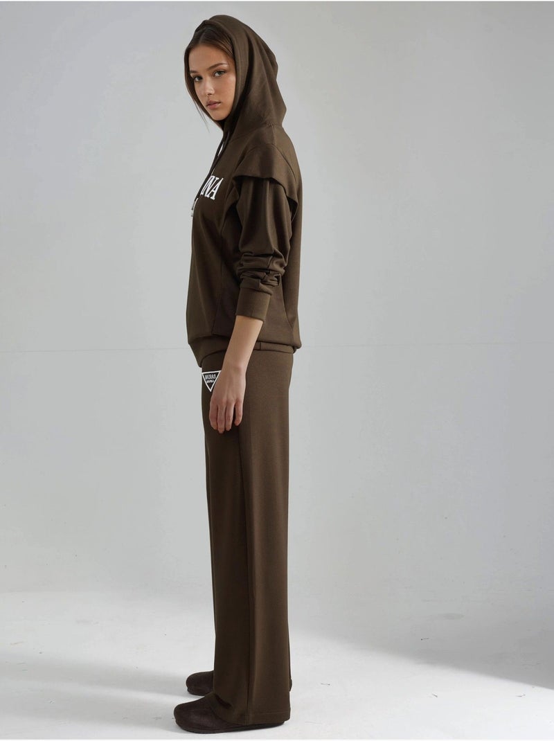 Ensemble deux pièces à capuche brodé hiccup Marron chocolat - Kiabi