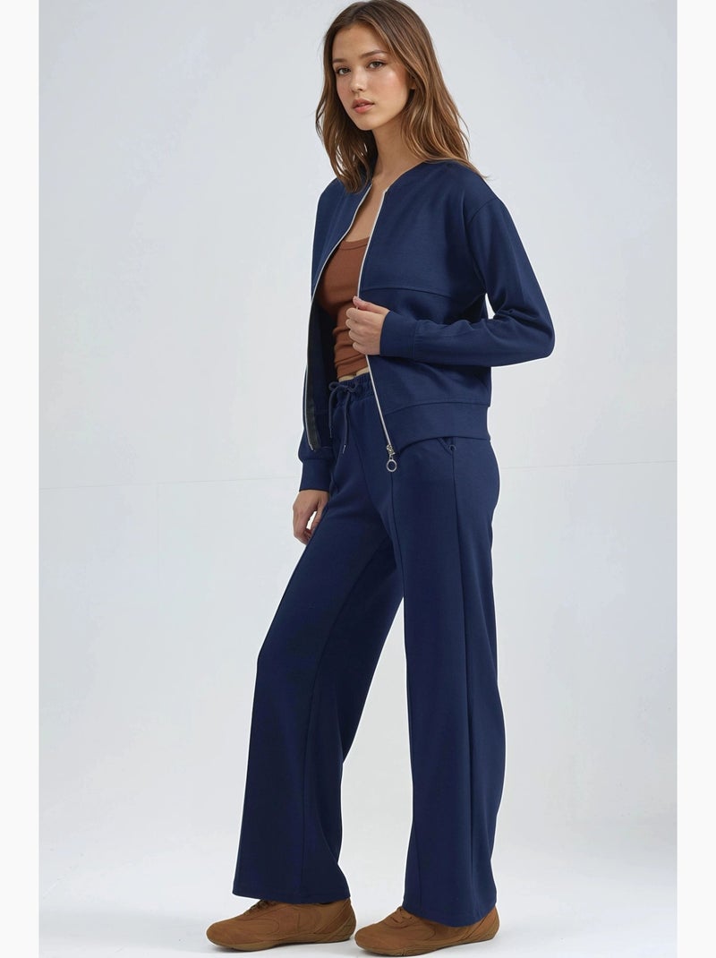 Ensemble deux pièces à capuche, taille haute et jambes larges hiccup Bleu cobalt - Kiabi