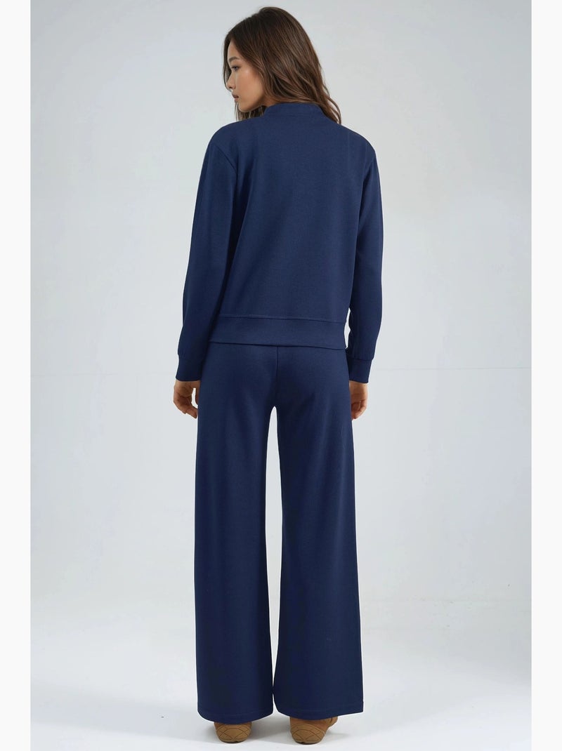 Ensemble deux pièces à capuche, taille haute et jambes larges hiccup Bleu cobalt - Kiabi