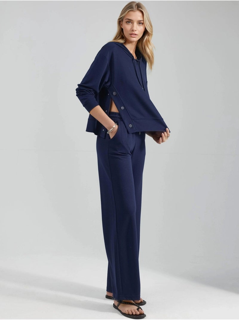 Ensemble deux pièces à capuche, taille haute et jambes larges hiccup Bleu marine - Kiabi