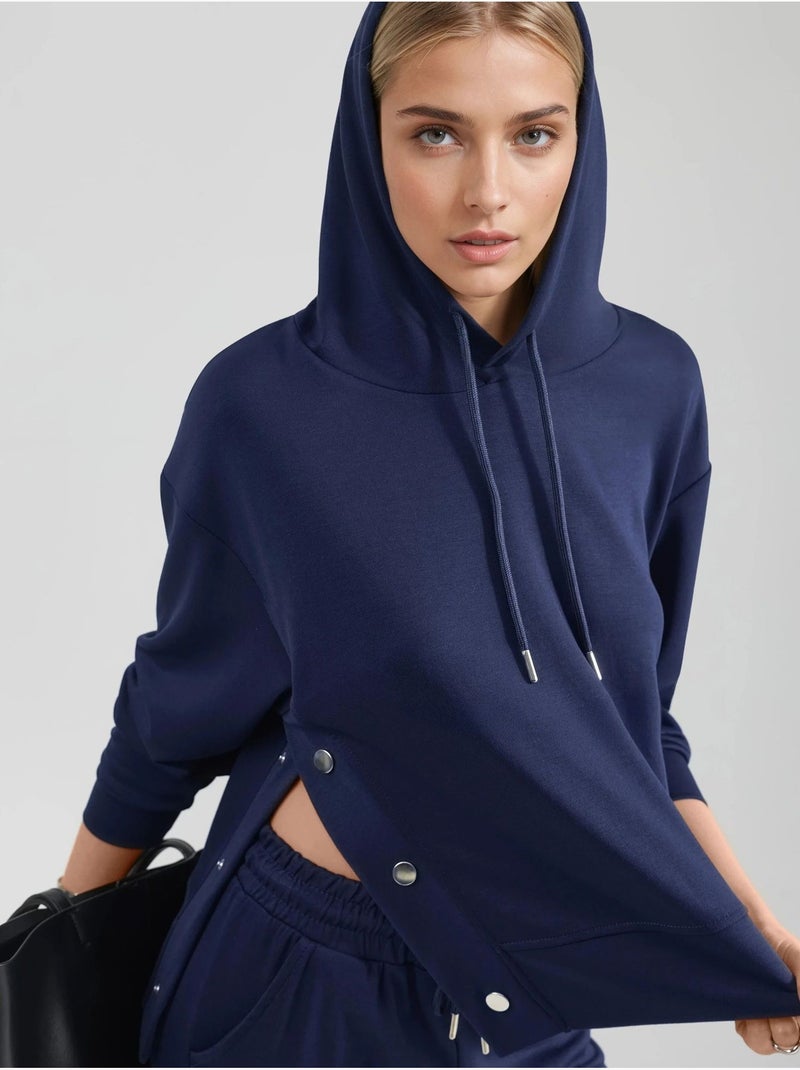 Ensemble deux pièces à capuche, taille haute et jambes larges hiccup Bleu marine - Kiabi