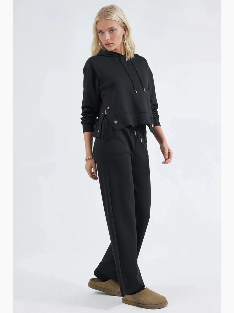 Ensemble deux pièces à capuche, taille haute et jambes larges hiccup Noir - Kiabi