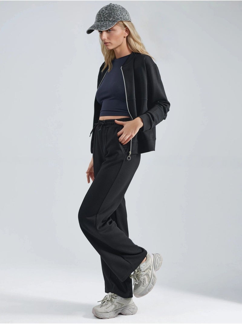 Ensemble deux pièces à capuche, taille haute et jambes larges hiccup Noir - Kiabi