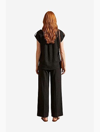 Ensemble deux pièces à jambes larges taille haute avec col de chemise my fashion