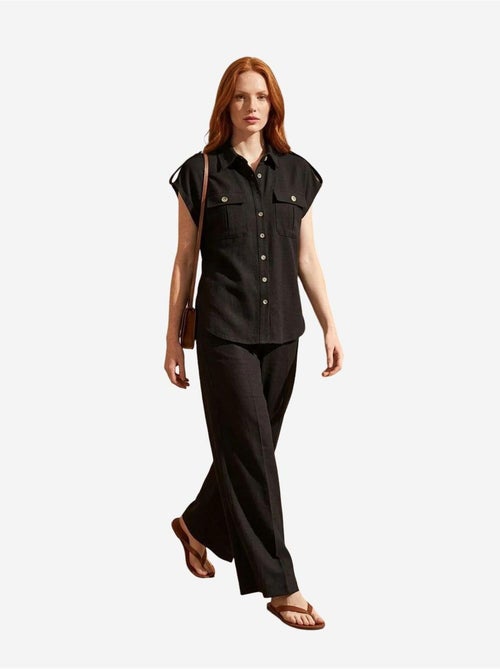 Ensemble deux pièces à jambes larges taille haute avec col de chemise my fashion - Kiabi