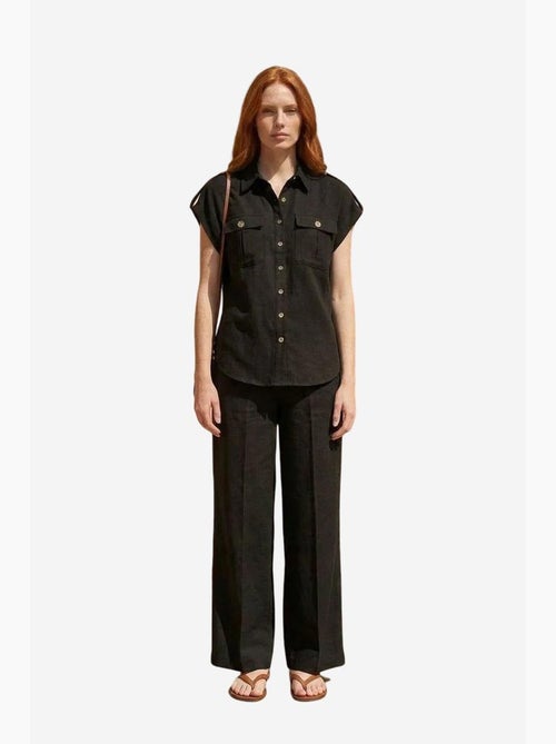 Ensemble deux pièces à jambes larges taille haute avec col de chemise my fashion - Kiabi