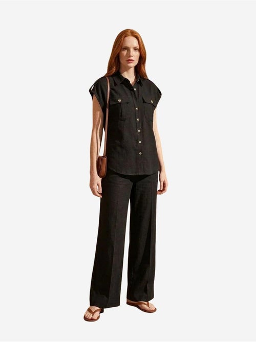 Ensemble deux pièces à jambes larges taille haute avec col de chemise my fashion - Kiabi