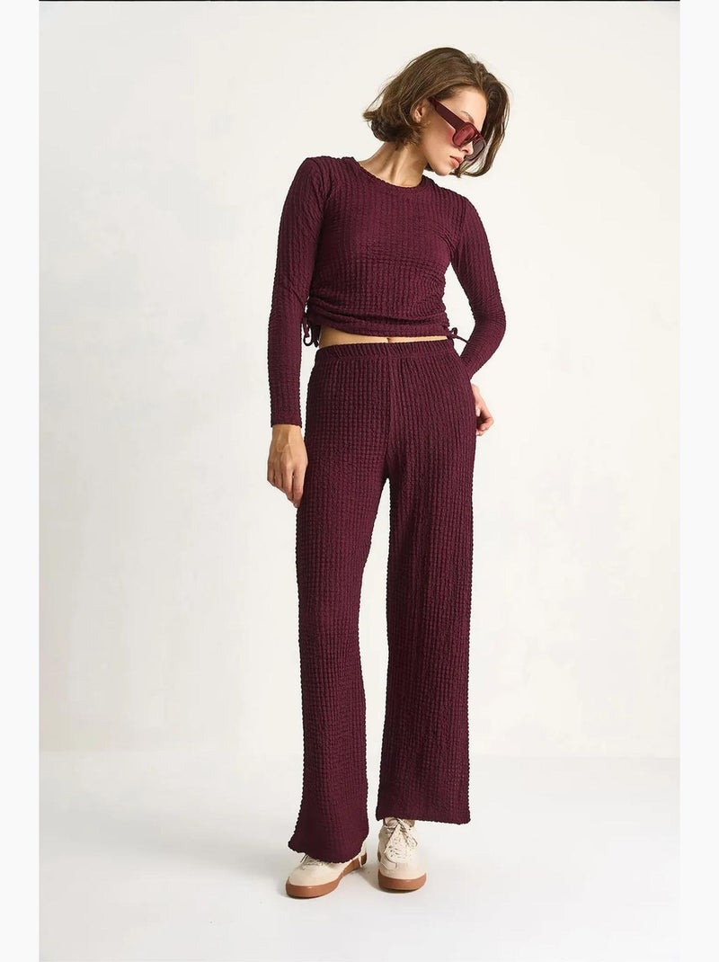 Ensemble deux pièces ajusté avec pantalon évasé lucci Mauve - Kiabi