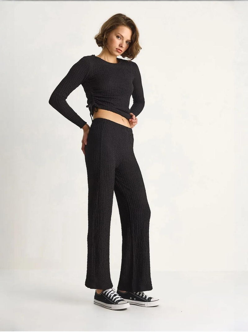Ensemble deux pièces ajusté avec pantalon évasé lucci Noir - Kiabi