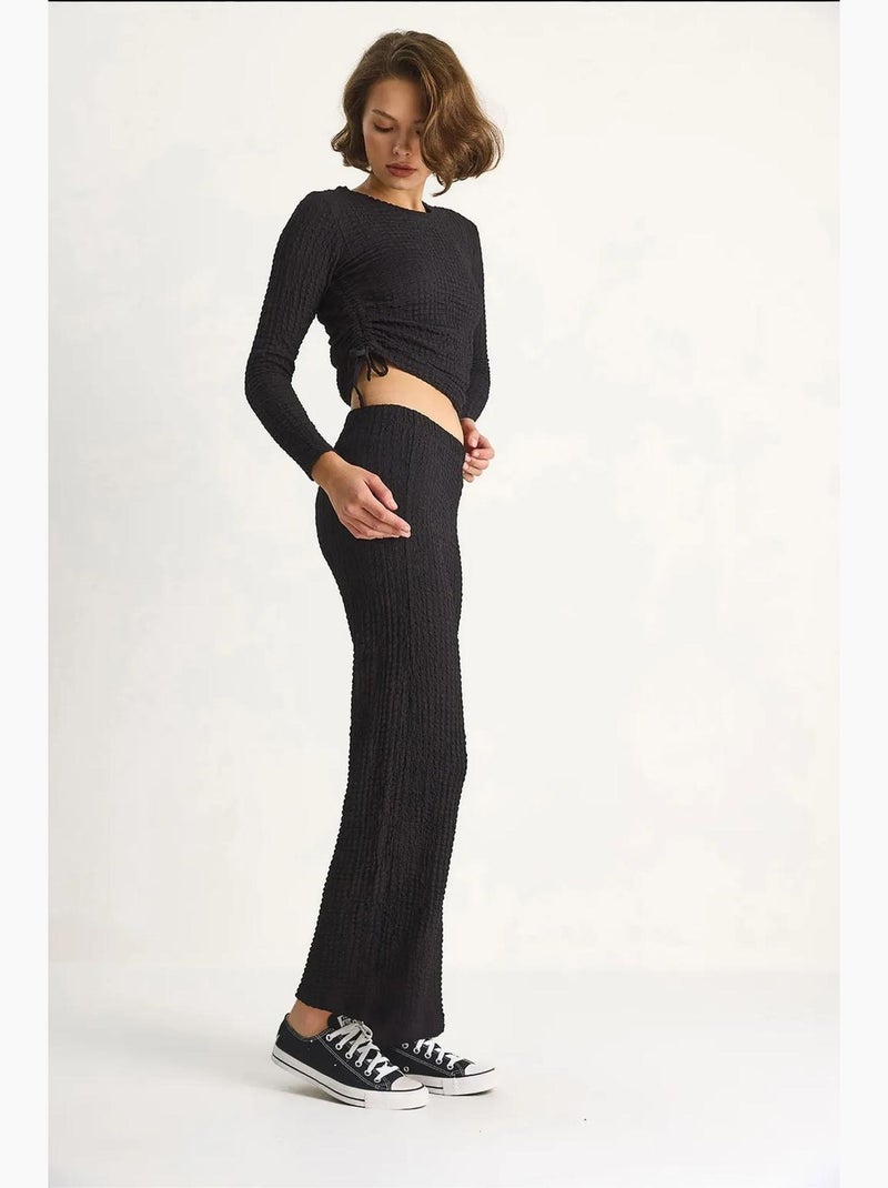 Ensemble deux pièces ajusté avec pantalon évasé lucci Noir - Kiabi