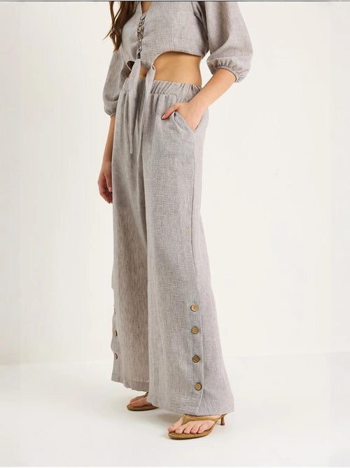 Ensemble deux pièces avec chemisier à nouer, ourlet boutonné doublé et pantalon doublé lucci - Kiabi