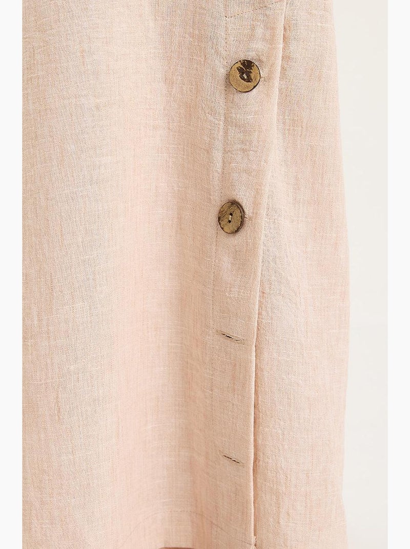 Ensemble deux pièces avec chemisier à nouer, ourlet boutonné doublé et pantalon doublé lucci Sable - Kiabi