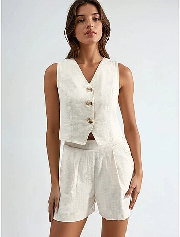 Ensemble deux pièces avec gilet et short en mélange de lin hiccup