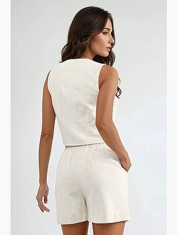 Ensemble deux pièces avec gilet et short en mélange de lin hiccup