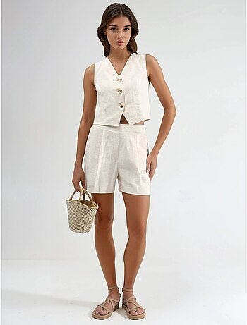 Ensemble deux pièces avec gilet et short en mélange de lin hiccup