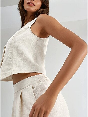 Ensemble deux pièces avec gilet et short en mélange de lin hiccup
