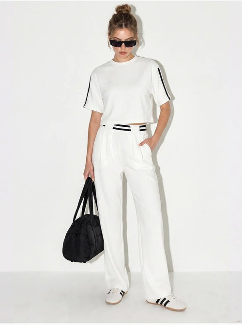 Ensemble deux pièces avec t-shirt col rond et pantalon large lucci - Kiabi