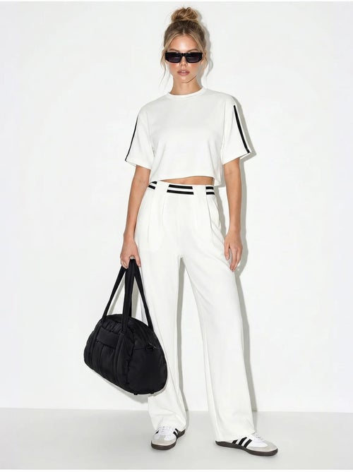 Ensemble deux pièces avec t-shirt col rond et pantalon large lucci - Kiabi