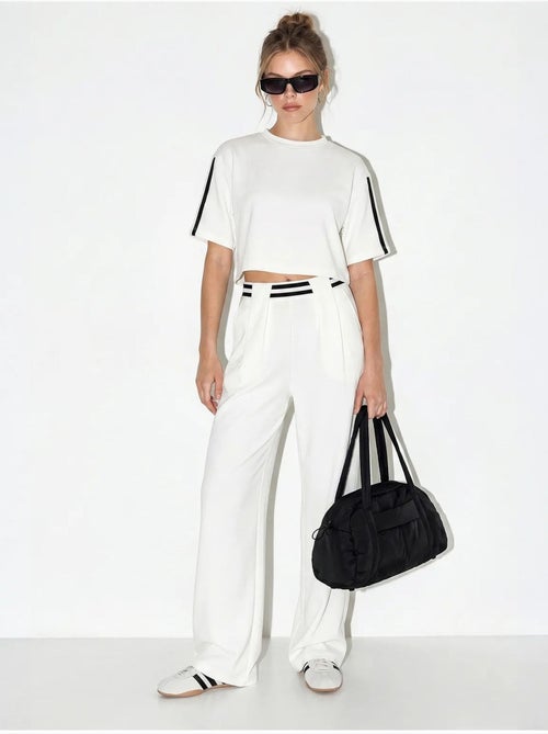Ensemble deux pièces avec t-shirt col rond et pantalon large lucci - Kiabi
