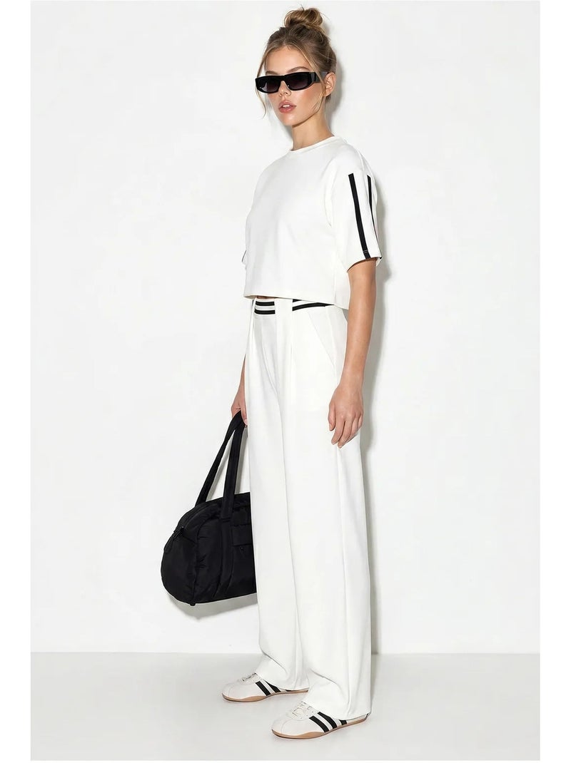 Ensemble deux pièces avec t-shirt col rond et pantalon large lucci Blanc - Kiabi