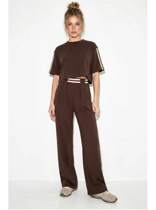 Ensemble deux pièces avec t-shirt col rond et pantalon large lucci - Kiabi