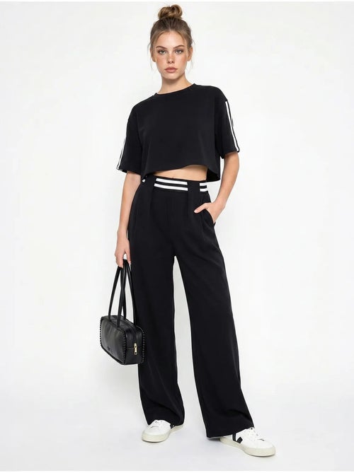 Ensemble deux pièces avec t-shirt col rond et pantalon large lucci - Kiabi