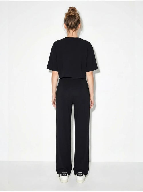 Ensemble deux pièces avec t-shirt col rond et pantalon large lucci - Kiabi