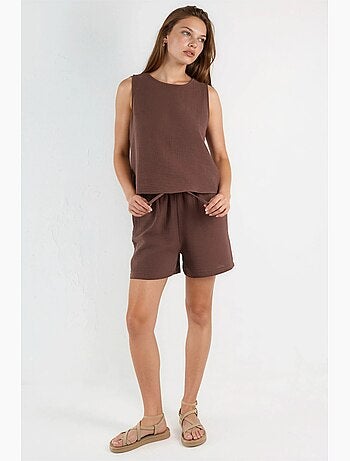 Ensemble deux pièces avec top en mousseline sans manches et short hiccup