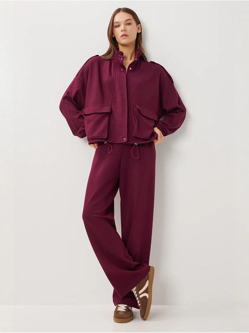 Ensemble deux pièces avec veste à détail poche et pantalon à jambes larges istanbul Mauve - Kiabi