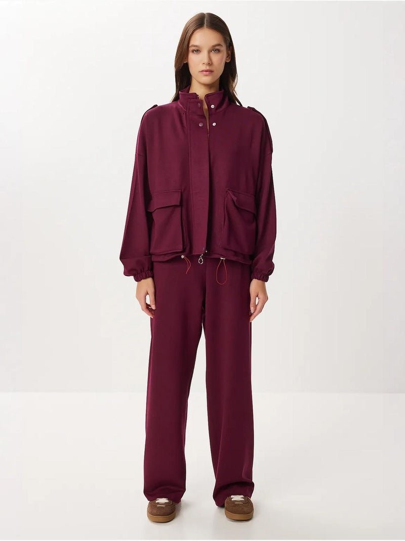 Ensemble deux pièces avec veste à détail poche et pantalon à jambes larges istanbul Mauve - Kiabi