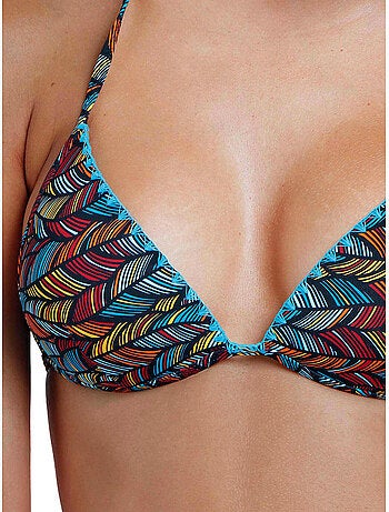 Ensemble deux pièces bikini triangle push-up ethnic feathers