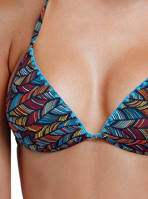 Ensemble deux pièces bikini triangle push-up ethnic feathers - Kiabi
