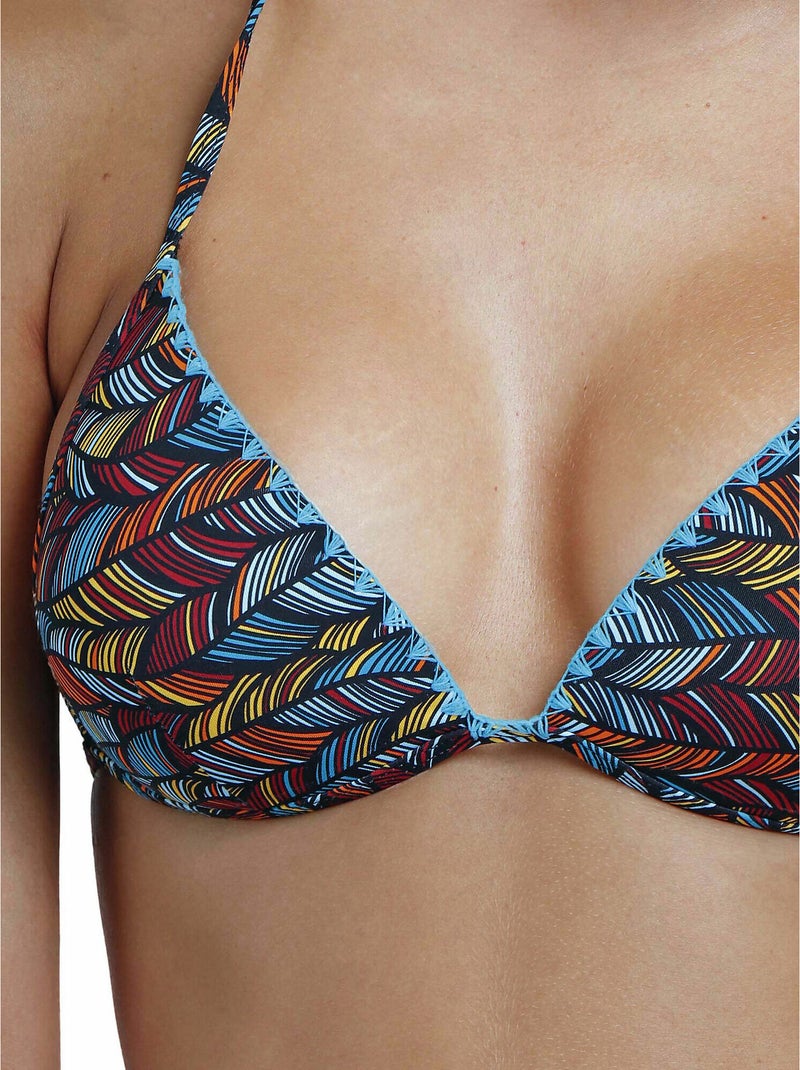 Ensemble deux pièces bikini triangle push-up ethnic feathers Bleu turquoise - Kiabi