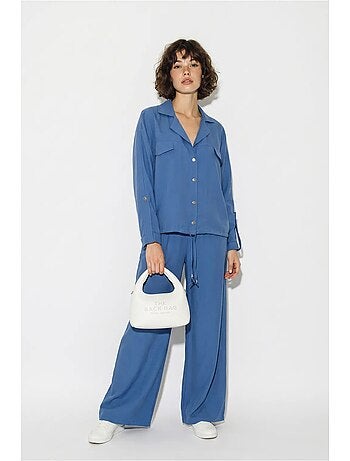 Ensemble deux pièces : blouse et pantalon large en crêpe lucci