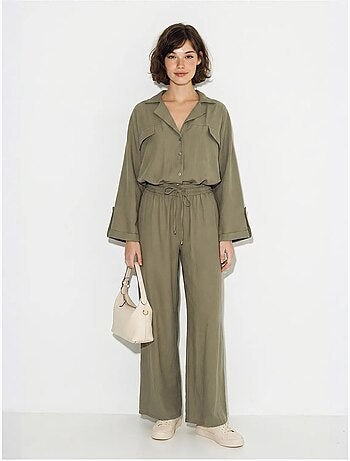 Ensemble deux pièces : blouse et pantalon large en crêpe lucci