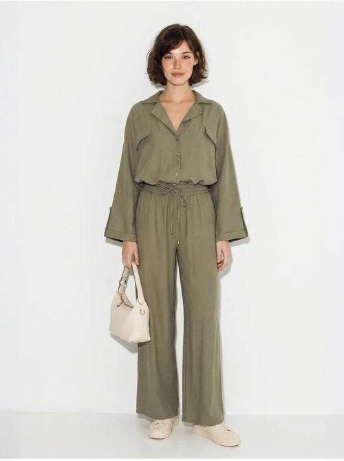 Ensemble deux pièces : blouse et pantalon large en crêpe lucci - Kiabi