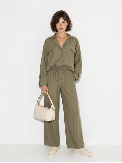 Ensemble deux pièces : blouse et pantalon large en crêpe lucci - Kiabi