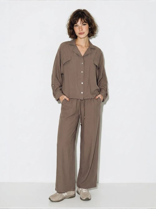 Ensemble deux pièces : blouse et pantalon large en crêpe lucci - Kiabi