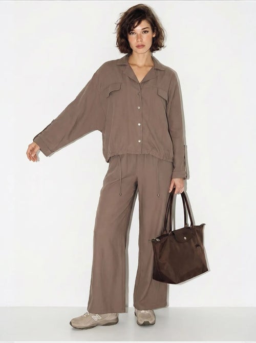 Ensemble deux pièces : blouse et pantalon large en crêpe lucci - Kiabi