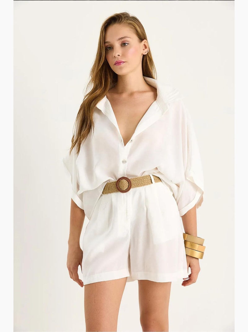 Ensemble deux pièces boutonné taille haute lucci Blanc - Kiabi