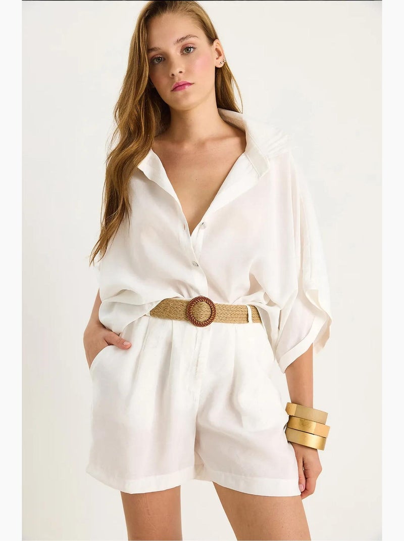 Ensemble deux pièces boutonné taille haute lucci Blanc - Kiabi