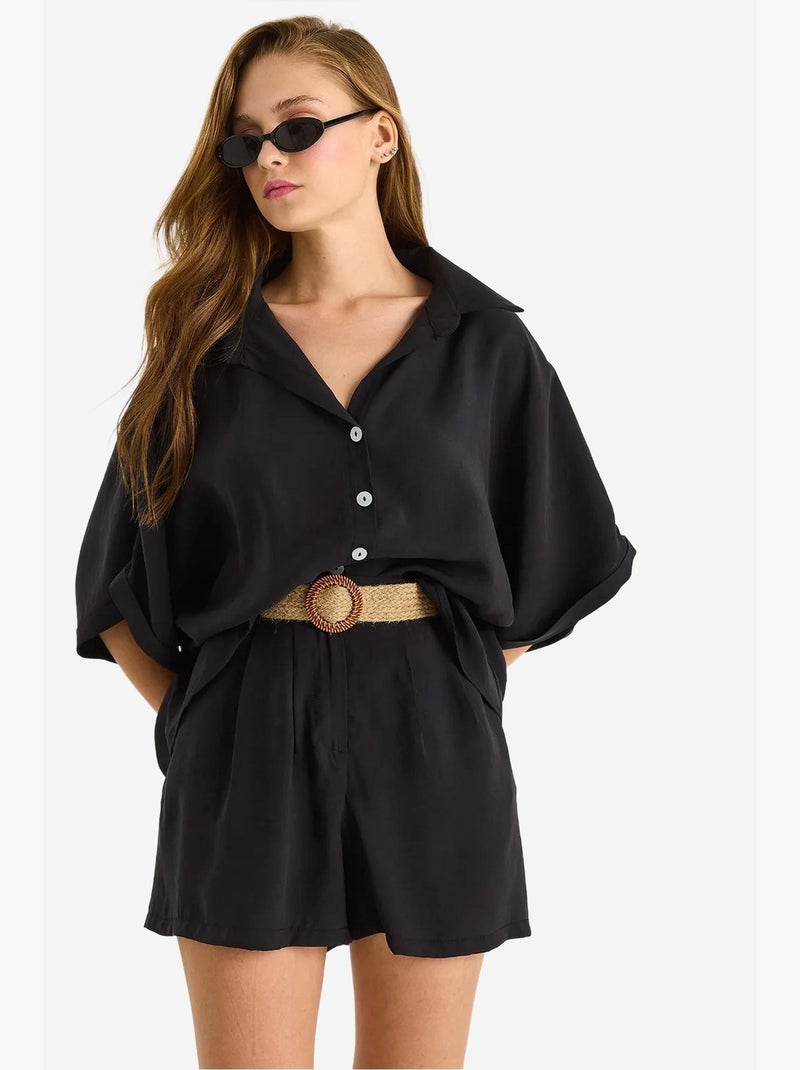 Ensemble deux pièces boutonné taille haute lucci Noir - Kiabi
