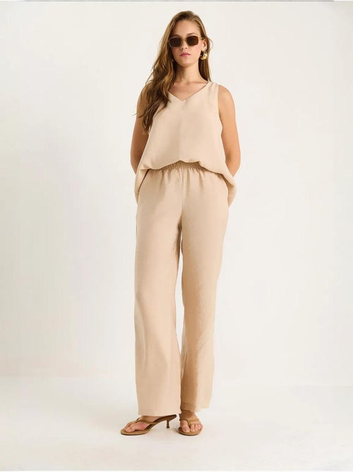 Ensemble deux pièces : chemisier à bretelles et col en v, pantalon palazzo lucci - Kiabi