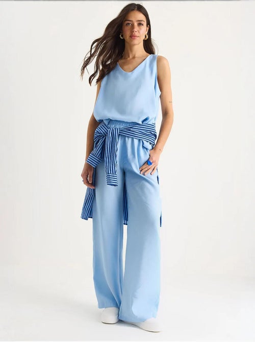 Ensemble deux pièces : chemisier à bretelles et col en v, pantalon palazzo lucci - Kiabi
